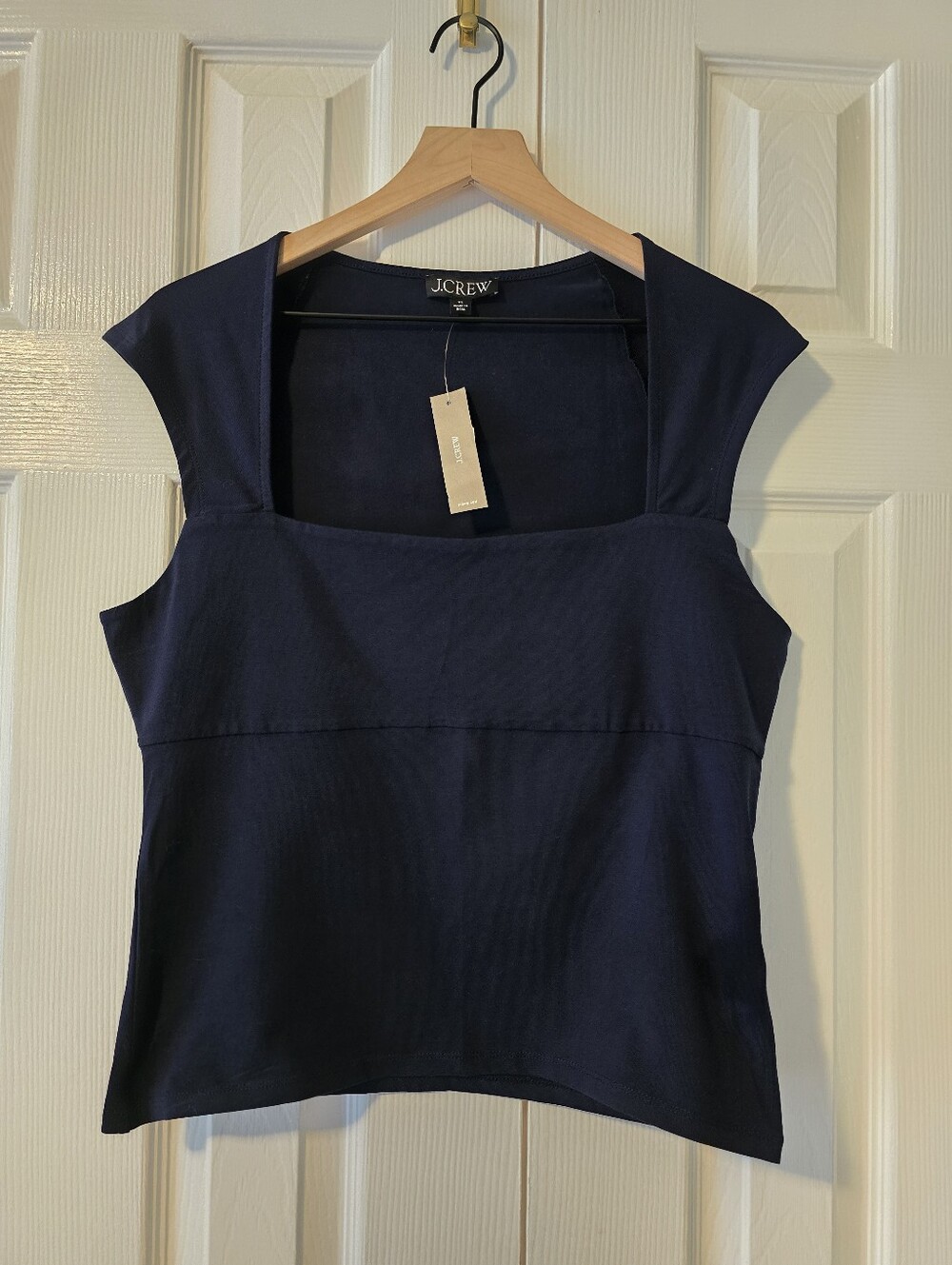 J. Crew Navy Square-Neck Tank with Cap Shoulders
